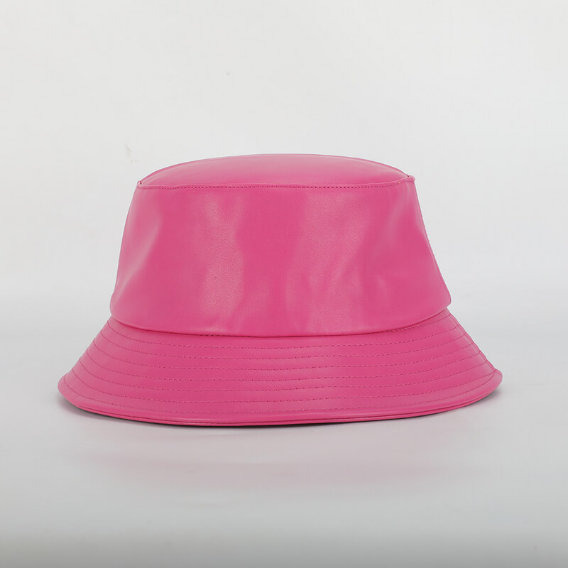 factory wholesale custom women high quality vegan waterproof pu leather fishing 3d embroidery logo bucket hat 5